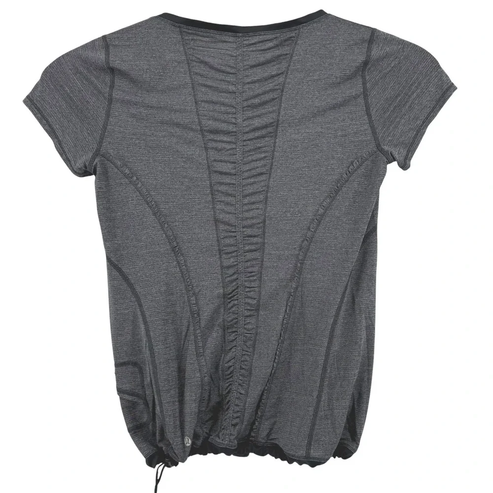 Lululemon Run: Silver‎ Bullet Short Sleeve Tech Drawstring Hem Yoga Top Size 12